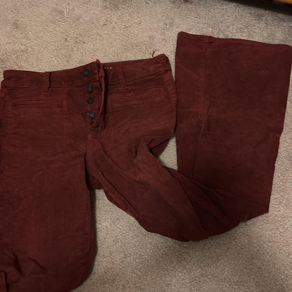 American Eagle Burgundy Corduroy Skinny Stretch Pants - Picture 3 of 4